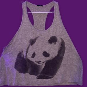 Super soft racerback loose flowy Panda tank top. Gray. 
One size